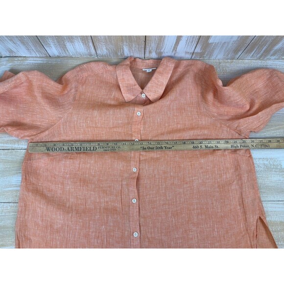 J Jill Love Linen Women’s Size 2x Peach Button Shirt Collared Long Sleeve - Picture 7 of 9